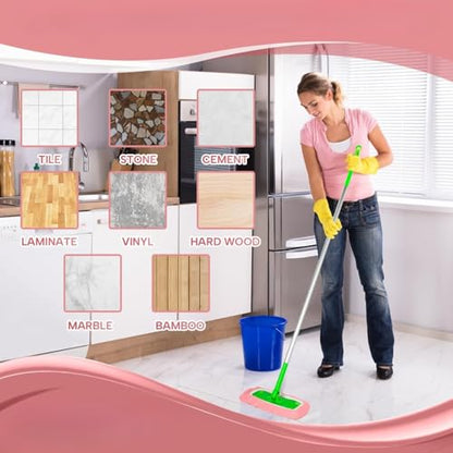 Microfiber Mop Pads - 3 Pack Reusable Washable Refills for Wet & Dry Floor Cleaning - Fits Most Standard Mops - Pink Household Cleaning Pads - color: Pink