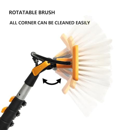 Solar Panel Cleaning Pole 30ft Telescopic Water Fed Brush Squeegee, Long Reach Solar Panel Cleaning Brush Water Fed, Window Pressure Washer with Widened 40cm Rotatable Brush - size: 11.4m
