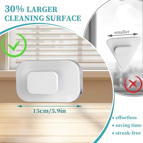 Windshield Wow Magnetic Car Window Cleaner, Strong Magnet Window Cleaner Tool with Anti-Fall Rope, Double Sided Window Cleaner for Thickness 3-10mm, Magnetic Glass Cleaner for High-Rises, Home, Car
