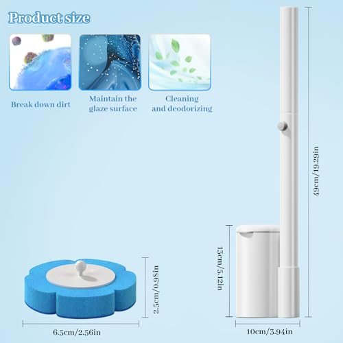 Disposable Toilet Brush Set with Holder, Angled Cleaning Wand with 24 Refill Heads, Wall-Mounted Hygienic Toilet Cleaner (Ocean, Lemon, Lavender Scents)