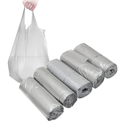4 GALLON Bathroom Trash Bags, 5 Rolls/100 Counts Small HANDLES Garbage Bags for Office, Kitchen,Bedroom Waste Bin,Colorful Portable Strong Rubbish Bags (silver 100Counts)