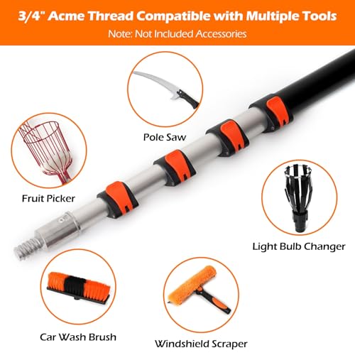 AgiiMan 26FT Reach Telescoping Pole - 5 to 20FT Extension Pole, Portable Aluminum Telescoping Rod with Easy Flip Lock, Paint Roller Extension Poles for Paint Dusting, Window Cleaning - size: 5 FT-20 FT