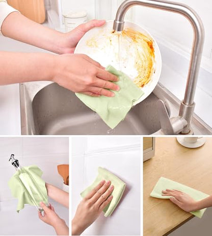 KitchLife Microfiber Cleaning Cloth Roll - Tear-Away Reusable Microfiber Paper Towels, Lint-Free, Washable, 20 Sheets for Kitchen, Car, Dishes, and Sensitive Surfaces (Light Green) - color: Light Green