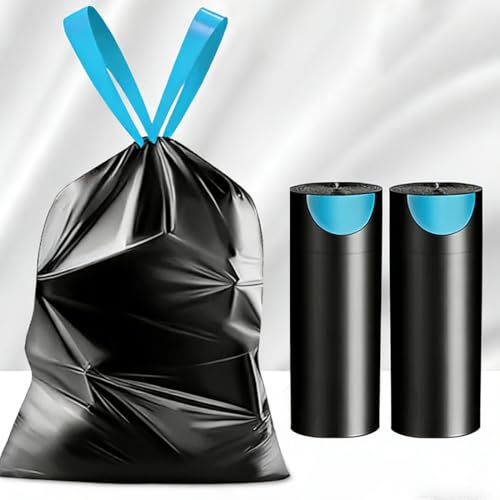 20 Count Drawstring Trash Bags, 12-13 Gallon Unscented Tall Kitchen Garbage Bags, 3 Mil Extra Thick & Leak-Proof, Easy Tie Cinch, Perfect for Kitchen Bathroom Office (60 * 70cm, Black) - size: 1 Count (Pack of 20), style: 60x70cm