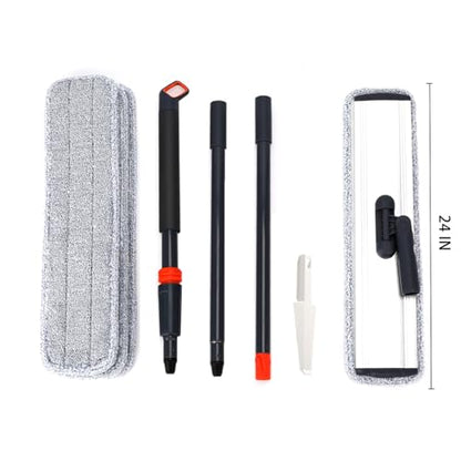 Flat Mop 24in, Heavy Duty Microfiber Wet Mop for Hardwood & Laminate & Tile | Deep clean for hardwood, tile & laminate. 24-inch mop head fits most homes. Includes 4 durable reusable pads & adj. handle. - color: 24 in Mop Set