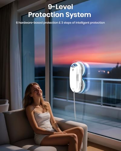BNZ Smart Window Cleaning Robot, Twin Turbo & Dual Auto-Spray Window Cleaner with Multiple Safety System, AI Path Planning, Frameless Edge Detection, K1 (White) - color: White