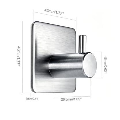 Fotosnow Adhesive Wall Hooks, 15lbs Stainless Steel Heavy Duty No Drill Towel Hooks for Bathroom Kitchen Entryway Dorm-6 Packs - color: Silver-6 Pack