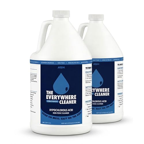 The Everywhere Cleaner Hypochlorous Acid Spray 500ppm (HOCL) - Multi-Surface Household Cleaner & Odor Neutralizer for Kitchen, Bathroom, Sealed Floors, No Fumes, No Residue - 1 Gallon x 2 Pack - size: 128 Fl Oz (Pack of 2)