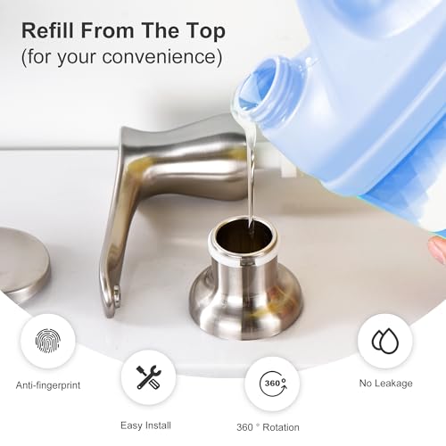 GAGALIFE Kitchen Sink Soap Dispenser - Brushed Nickel Built in Soap Dispenser with 17 OZ Bottle, Lotion Dispenser for Kitchen Sink, Refill from The Top - color: Brushed Nickel, size: with Bottle