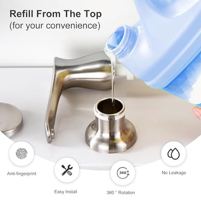 GAGALIFE Kitchen Sink Soap Dispenser - Brushed Nickel Built in Soap Dispenser with 17 OZ Bottle, Lotion Dispenser for Kitchen Sink, Refill from The Top - color: Brushed Nickel, size: with Bottle