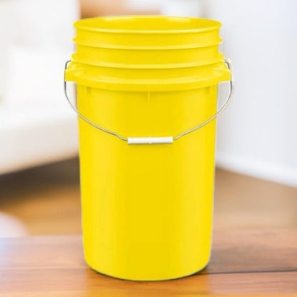 House Naturals Plastic Food Grade Made in USA Bucket with lid, Large 7 Gallon Container Comes with Screw On Lid (1, Yellow with Red lid) - color: Yellow With Red Lid
