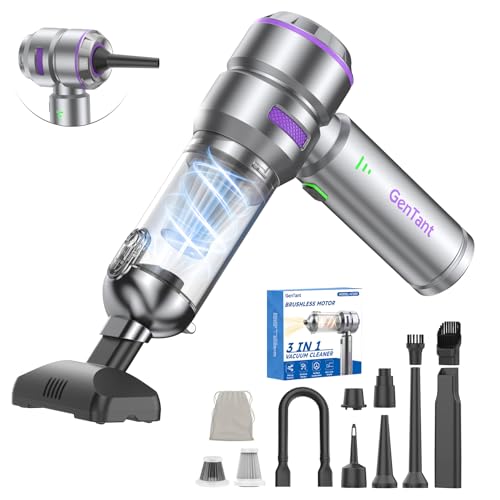 Mini Vacuum Cleaner Cordless, Car Vacuum Cleaner High Power Rechargeable Strong Suction, Air Pump Duster Blower Brushless Motor, Handheld Vacuum Cordless for Home Office, Gift for Men Women - color: Silver/Purple