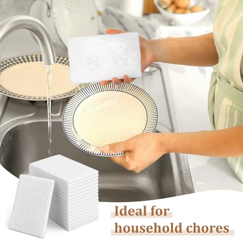 40 PCS White Non Woven Pads, Light Duty Scouring Pad, Abrasive Surface Scrubber, Non Scratch Scrubbing Pad, Multi Scouring Sponge for Home Workshop Cleaning Polishing(4 x 6 Inch)