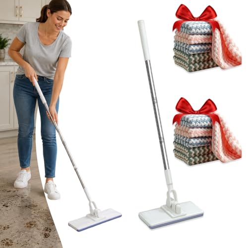 Hands-Free Multi-Purpose Flat Mop, Hands Free Flat Mop One Click with Any Cloth, Easy to Disassemble, Suitable for Tile, Wood, Laminate Floors, Kitchens, Bathrooms and Daily Home Cleaning Use (C) - color: C