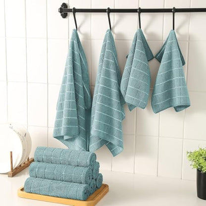 Microfiber Kitchen Towels and Cleaning Cloths, 4 Pack - Ultra Soft, Super Absorbent, Lint-Free - Lattice Pattern Dish Towels, 12x12 Inches（Green） - color: Green