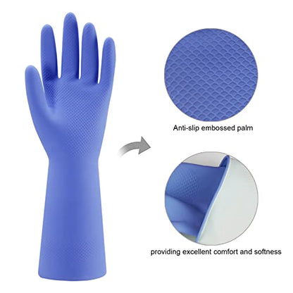 Rubber Kitchen Dishwashing Gloves - 4 Pairs Colorful Reusable Household Cleaning Gloves for Washing Dishes and Cleaning Tasks, Flexible Long-lasting and Non-Slip (Medium, Blue+Pink+Yellow+Red) - size: Medium