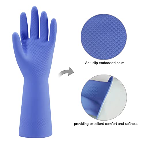 Bamllum Rubber Kitchen Dishwashing Gloves - 4 Pairs Colorful Reusable Household Cleaning Gloves for Washing Dishes and Cleaning Tasks, Flexible Long-lasting and Non-Slip (Small, Blue+Pink+Yellow+Red) - size: Small