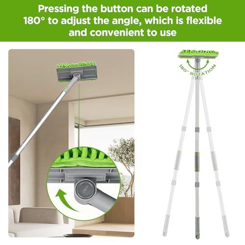 Cleaning Fan Duster Set with 72 Inch Extendable Handle, Reusable Crevice Fan Cleaner Brush, Cleaning Cloth, 4Fan Brush Cloths, Flat Duster for Under Appliances, Ceiling Fan Blade, Blinds, Baseboard