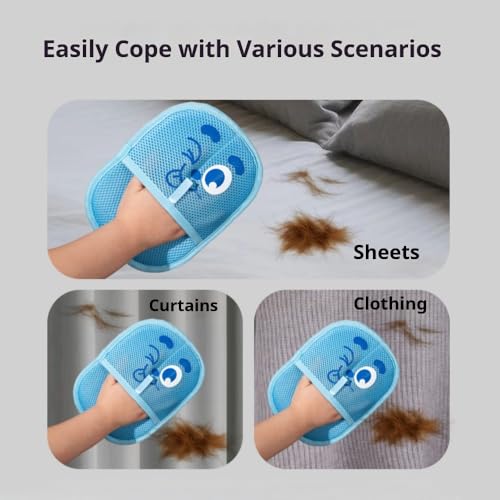 2026 Thickened Electrostatic Pet Hair Removal Gloves for Dogs & Cats，Reusable & Washable Cat Hair Removal Glove, Pet Hair Remover Tool for Furniture Clothing, Couch, Carpet, Car Seat, Bed - color: Blue