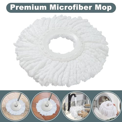 Mop and Bucket with Wringer Set,Spin Mop and Bucket System, Mops for Floor Cleaning,Household Supplies Tools with 6 Replacement Refills,61" Extended Handle for Household Hardwood Floor - White - size: White Mop Bucket + 6 Mop Heads