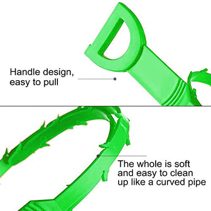 Drain Clog Remover - Gutter Cleaning Tools Drain Cleaner for Toilet Sewer Shower Kitchen Bathroom Tub Clogged Drains Opener Cleaning Tool, Flexible Grabber Claw Pick Up Reacher (7-in-1) - color: Green 6+1