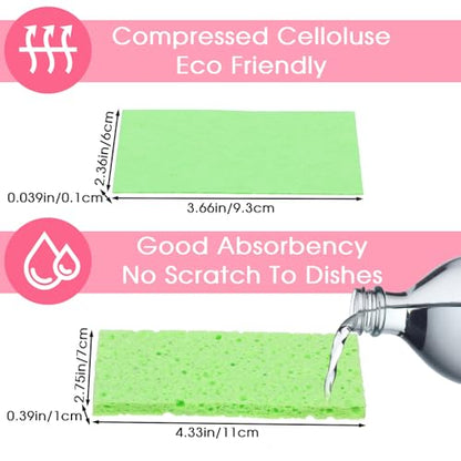 100pcs Kitchen Sponges Bulk Natural Sponges for Dishes Reusable Dish Sponge Scrub Compressed Wood Pulp Sponge Non-Scratch Cleaning Spongefor Kids DIY Kitchen Bathroom Household