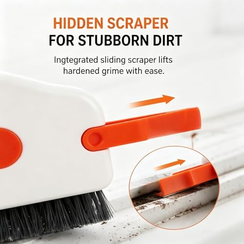 2 in 1 Window Track Cleaning Brush 2PCS,2026 New Window Groove Cleaning Brush, Sliding Door Track Cleaning Brush with Hidden Scraper, Gap Scrub Brush for Sliding Door, Window Sill (Mix) - color: Mix