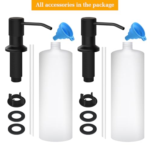 Soap Dispenser for Kitchen Sink, Built in Sink Soap Dispenser Lotion Dispenser with 17 OZ Bottle, Refill from The Top Bar Sink Soap Dispenser, Black (2 Pack) - color: Black-2pack, size: Comes with 17 OZ Bottle