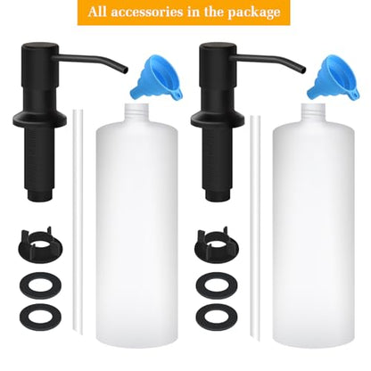 Soap Dispenser for Kitchen Sink, Built in Sink Soap Dispenser Lotion Dispenser with 17 OZ Bottle, Refill from The Top Bar Sink Soap Dispenser, Black (2 Pack) - color: Black-2pack, size: Comes with 17 OZ Bottle