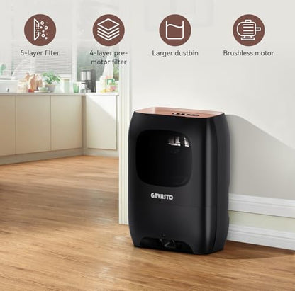 GAVASTO Pro Touchless Vacuum Automatic Dustpan - Ultra Fast & Powerful - Great for Sweeping Salon Pet Hair Food Dirt Kitchen, Canister Vacuum Cleaner Trash Can, Bagless, Auto Sensors, 1500 Watt-Black - color: Black With Acc