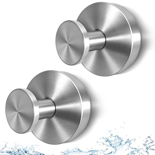2026 Upgraded Suction Cup Hooks for Shower, Heavy Duty Vacuum Lock No Drill Stainless Steel Hooks, Rustproof Silver Bathroom Towel Hooks for Glass Door Tile & Windows, 2 Pack - color: Silver, size: 2 Pack