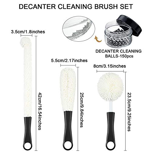 Boao 3 Pcs Decanter Cleaning Brush Wine Glass Decanter Flexible Bottle Brush Set with Cleaning Beads Household Tools for Bottle Goblets Glasses Cups(Black) - color: Black