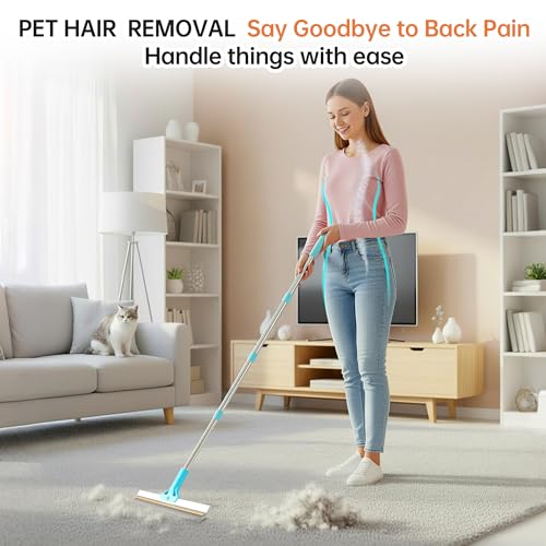 Carpet Rake for Pet Hair Removal Tool, 2 in 1 TPU and Copper Rake Teeth Uproot Clean Hair Remover with 63’’ Adjustable Long Handle,Cat & Dog for Carpets,Rugs, Mats (63’’ Handle) - size: 63in-1pcs-Rake