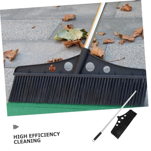 Outdoor Heavy Duty Push Lawn Sweeper Detachable Stainless Steel Garden Broom Handle for Efficient Cleaning of Driveways Courtyards and