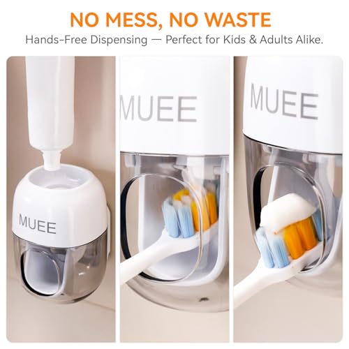Toothbrush Holder Wall Mounted with Automatic Toothpaste Dispenser, Dustproof Flip Cover and Inverted Cup Slots, Multi-Functional No-Drill Bathroom Organizer for Family, Space Saver (3 Cups) - color: 3 Cups