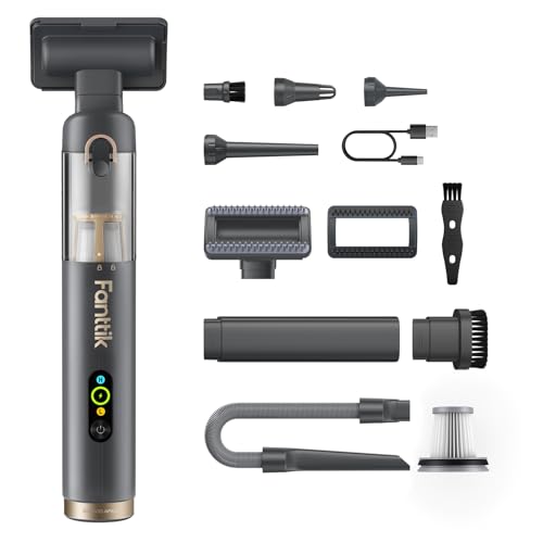 Fanttik Slim V10 APEX Cordless Car Vacuum, 4-in-1 Portable Mini Handheld Vac, 19kPa Suction Power, Upgraded Smart Digital Display, 2 Suction Modes for Small Jobs, Car, Office Desk, Keyboards (Gray) - color: Gray