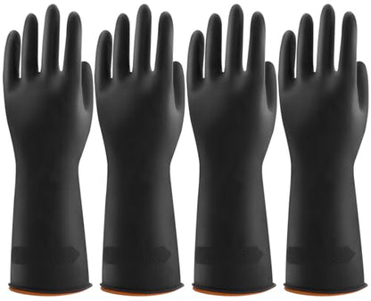 Bamllum 4 Pairs Black Rubber Dishwashing Gloves - Reusable Cleaning Gloves for Kitchen, Household, Anti-Slip, Flexible & Long-Lasting (Small) - size: Small