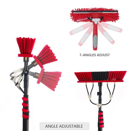 20ft Water Fed Pole Brush with Squeegee Kit Telescoping High Reach Window Cleaning Tool with Soap Dispenser Extension Solar Panel Cleaner for Household