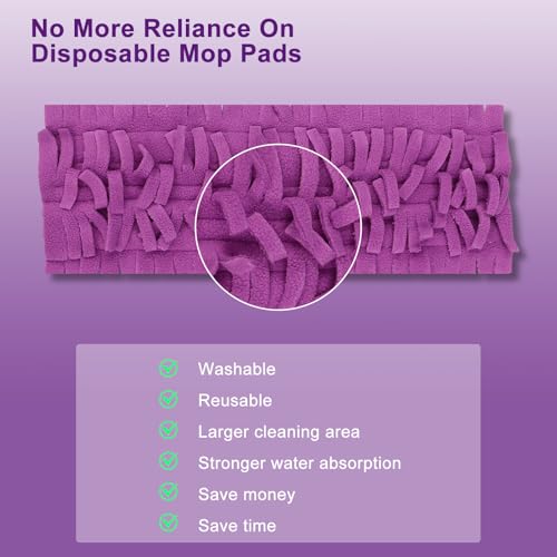 6 Pack Mop Refill Pads for PowerMop Multi-Surface and Wood Mop Pads Refill, Washable & Reusable Microfiber Spray Cleaning (Purple) - color: 6p