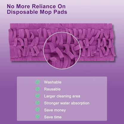 6 Pack Mop Refill Pads for PowerMop Multi-Surface and Wood Mop Pads Refill, Washable & Reusable Microfiber Spray Cleaning (Purple) - color: 6p