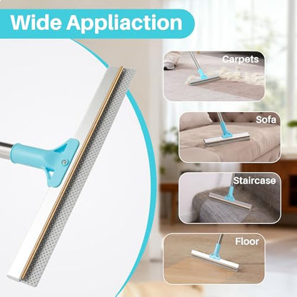 JOYMOOP Carpet Rake for Pet Hair Removal, 63" Adjustable Long Handle Pet Hair Remover, Reusable Cat Dog Hair Carpet Rake with Metal and Silicone Scraper for Rug, Sofa, Cloth - size: 1 PCS[1 Long Handle]