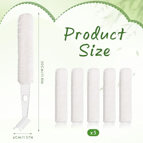 Air Conditioner Cleaner Set Mini Split Cleaning Kit Under Fridge Cleaning Tool Window Unit Kit with 5 Replaceable Brush Clothes for Refrigerator Air Conditioner, No Disassembly Furniture Appliances