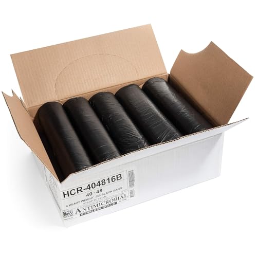 Aluf Plastics High Density Trash Bags, 45 Gallon, 250 Count, 16 Micron (eq), 40" x 48", Black, for Bathroom, Office, Industrial, Commercial, Janitorial, Municipal, Recycling - color: Black, style: 45 Gal, 16 Micron Equiv, 250 Count