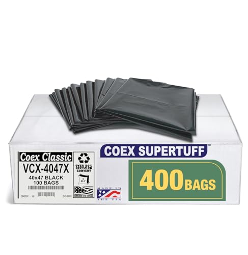 Aluf Plastics - Value COEX 3 Ply Garbage Bags, 45 Gallon, 1.5 Mil (eq), 40"x47", Black, 400 Count - style: 45 Gal, 1.5 Mil Equiv, 400 Count