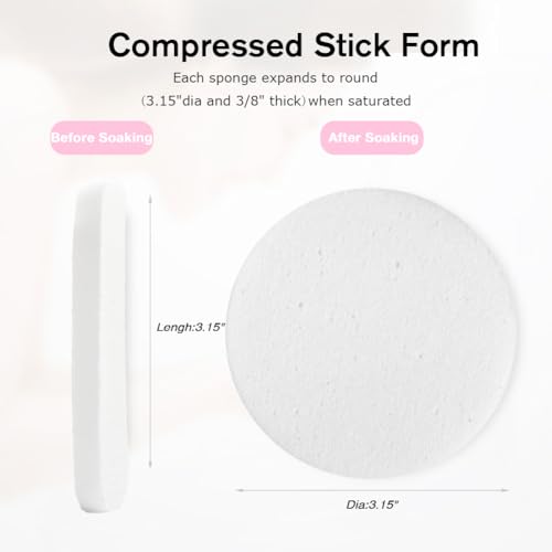Facial Sponge Compressed,60 Pcs PVA Professional Makeup Removal Wash Round Face Sponges Spa Pads Exfoliating Cleansing for Women,White - color: White