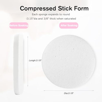Facial Sponge Compressed,60 Pcs PVA Professional Makeup Removal Wash Round Face Sponges Spa Pads Exfoliating Cleansing for Women,White - color: White