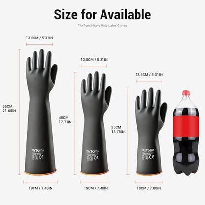 ThxToms Heavy Duty Chemical Resistant Latex Gloves, Waterproof Rubber Gloves, Puncture Resistant, Acid Oil & Alkali Resistant for Industrial Cleaning, Gardening, 14", 1 Pair - color: 14"