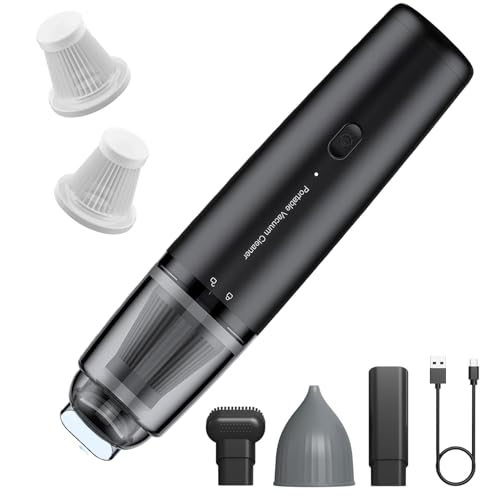 Handheld Vacuum Cordless, Car Vacuum Cleaner Portable with HEPA Filter, 2 Suction Modes, Mini Hand Held Vacuum Rechargeable for Car, Home, Pet Hair, Office, Keyboards(Black) - color: Black
