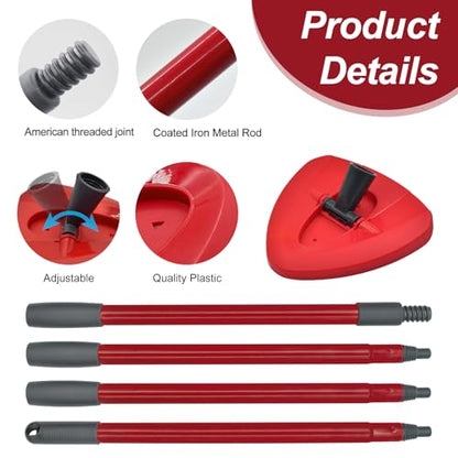 4-Section Spin Mop Handles, Mop Base for Ocedar EasyWring 1 Tank System, Mop Handle Mop Base Set for O Cedar, American Thread Joint