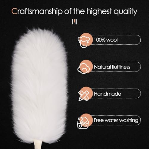 Extendable Lambswool Duster 29-110 Inch,Anti-Static Flexible Head, Stainless Steel Pole for Cleaning High Ceiling,Fan,Furniture,Roof Dusting - size: 110inch